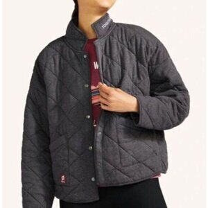 Peloton Quilted Jacket Charcoal Gray Snap Closure L